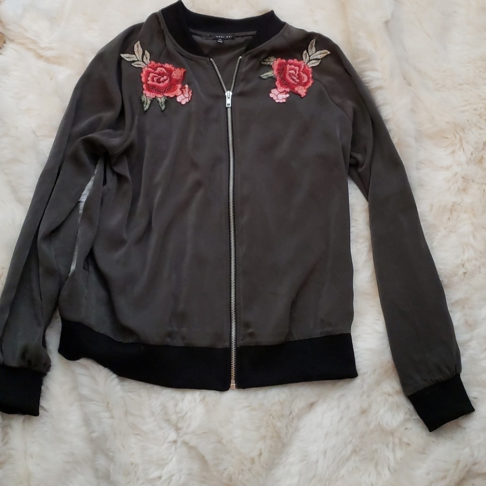 Deep Olive Embroidered Silk Jacket